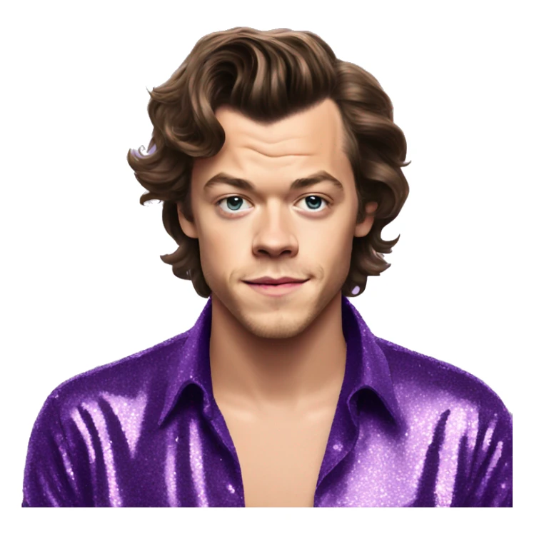 Harry styles wearing a purple glitter shirt sticker