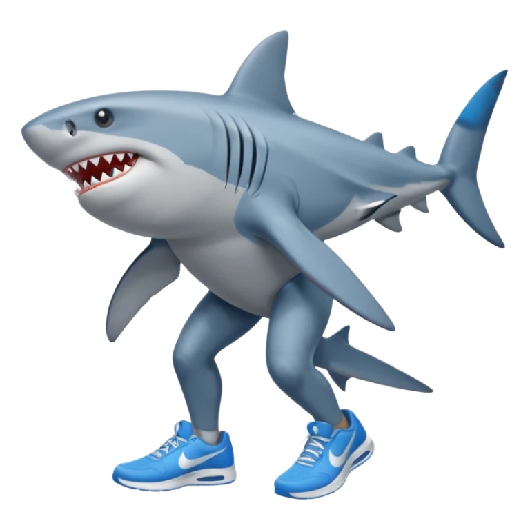 Shark with legs wearing blue Nikes and nothing else  sticker
