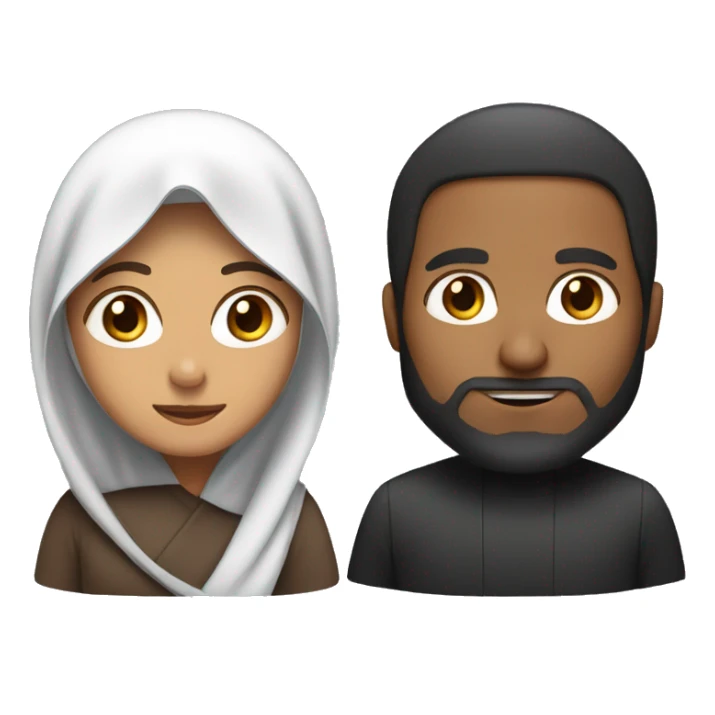 brown man with long hair and brown woman in hijab sticker