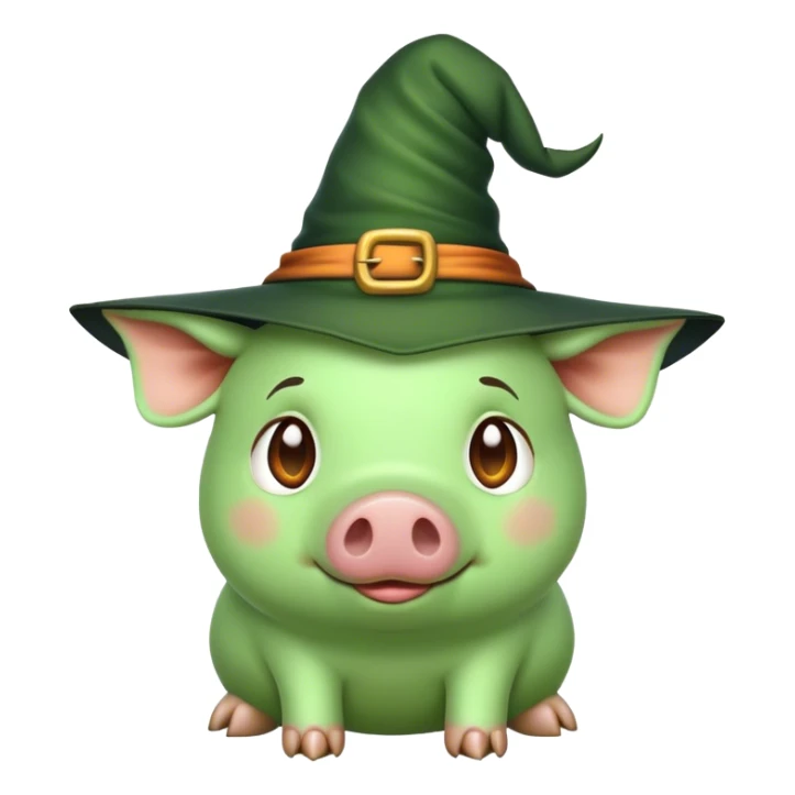 Green pig in the desert wearing a witches hat  sticker