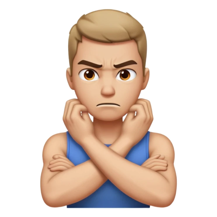 arms crossed hands on neck angry sticker