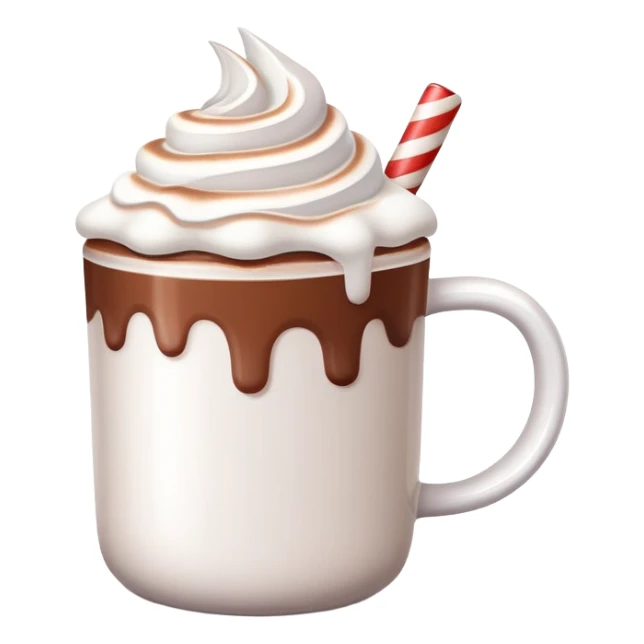 white mug of hot chocolate with marshmallows and whipped cream sticker