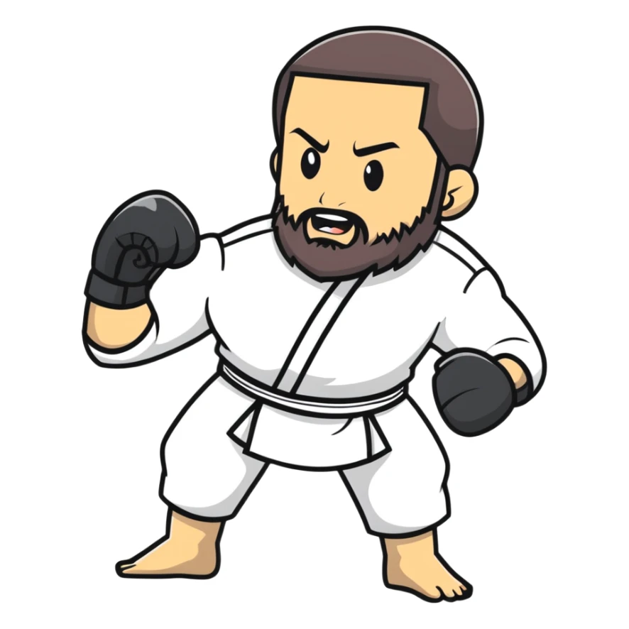 Islam Makhachev UFC lightweight champion in fighting pose with beard, strong Dagestani fighter sticker