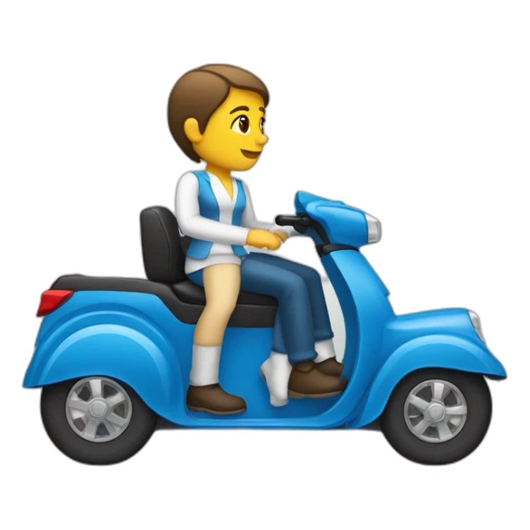 white man and white woman riding blue crossover car sideview sticker