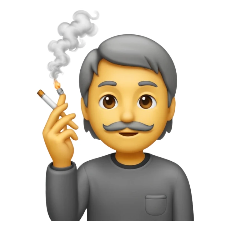 emoji holding a cigarette in his hand with smoke going up sticker