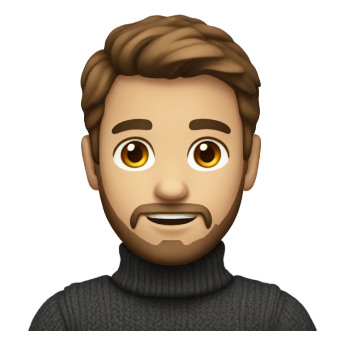 Boy developer with brown hair and beard in turtleneck sweater sticker