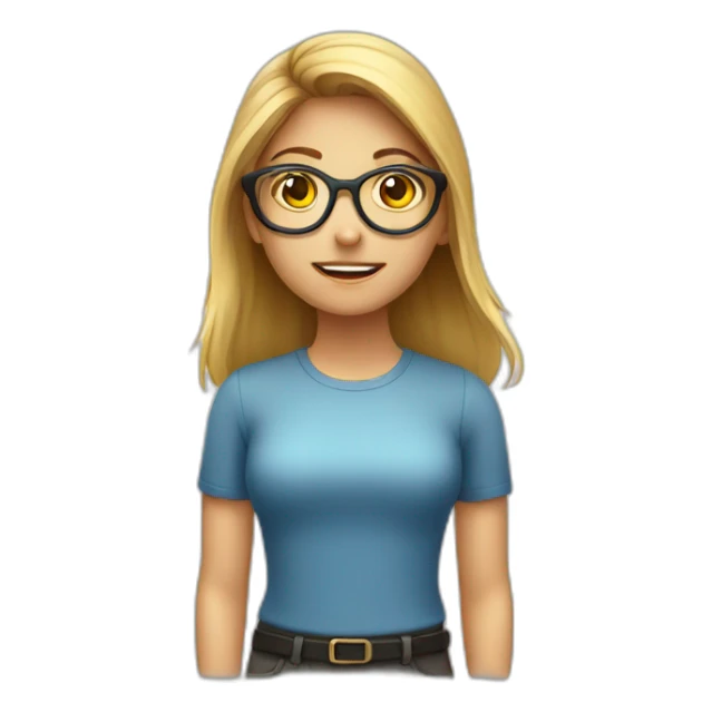 warning icon with a girl with eyeglasses sticker