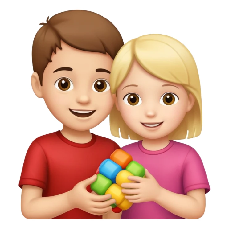 child sharing a toy with another child, cheerful and friendly sticker