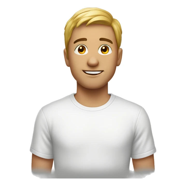 A young man in white t-shirt  sticker