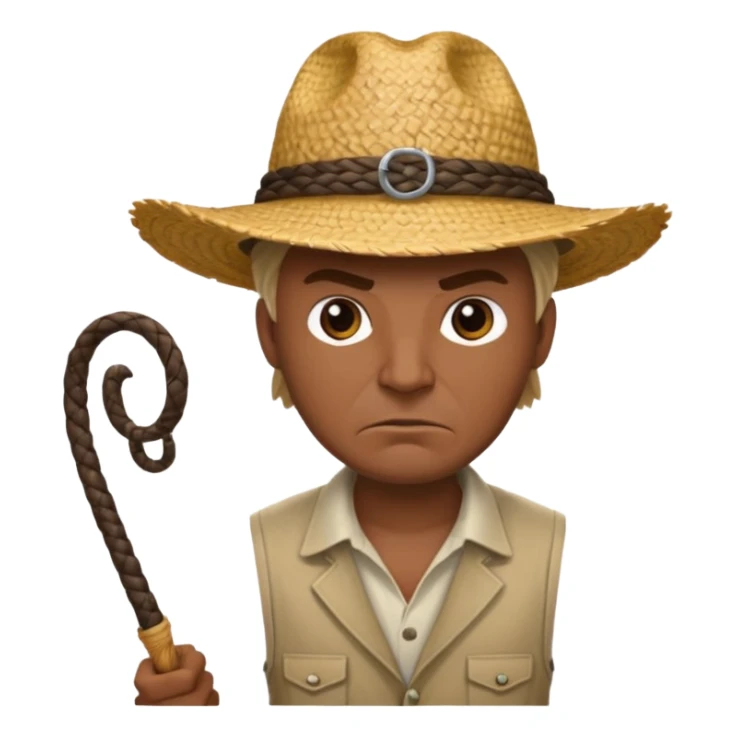 white farmer with whip angry at black man with straw hat sticker