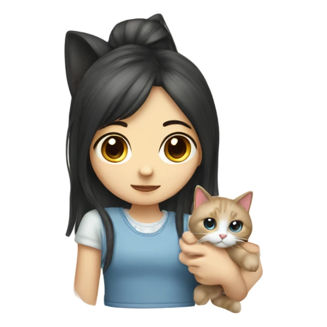 Chinese girl hand a Ragdoll cat  sticker