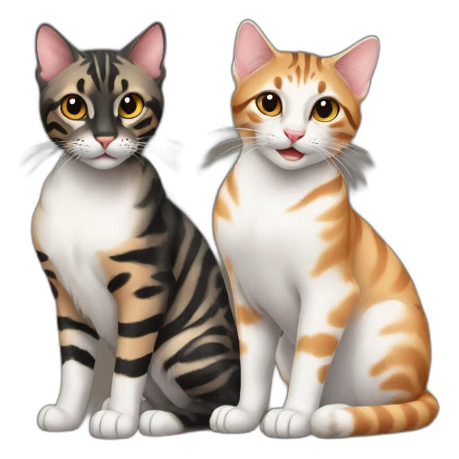 two-cats-bengal-and-small-cat-black-together sticker