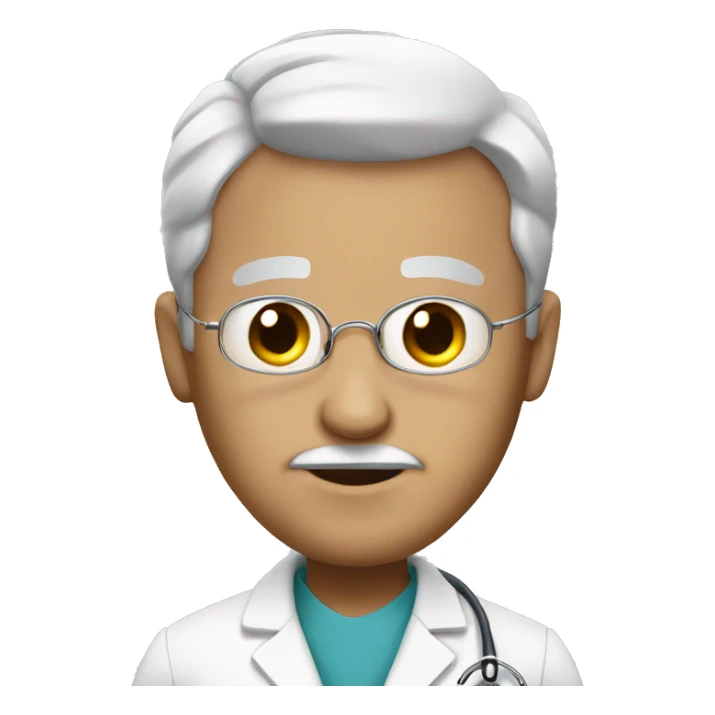 Doctor with small eye ,white hair  ,big nose sticker