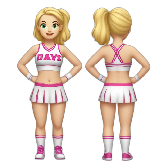 Full body Caucasian curvy cheerleader back and front views sticker
