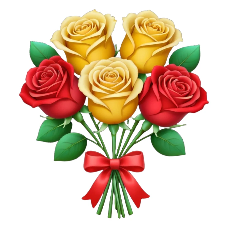 Gradient roses with from yellow to red with heart holding sticker