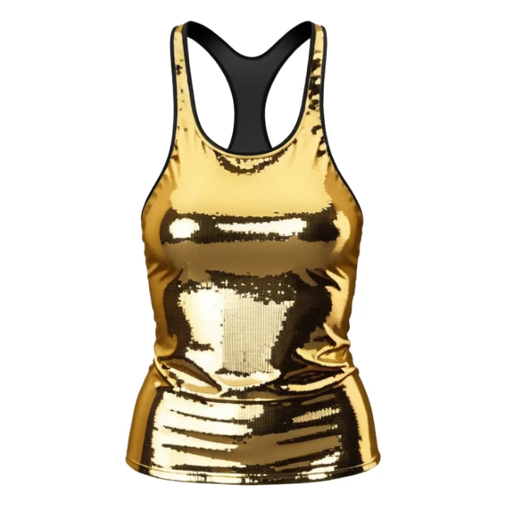 halter neck tank top with gold and silver sequins sticker