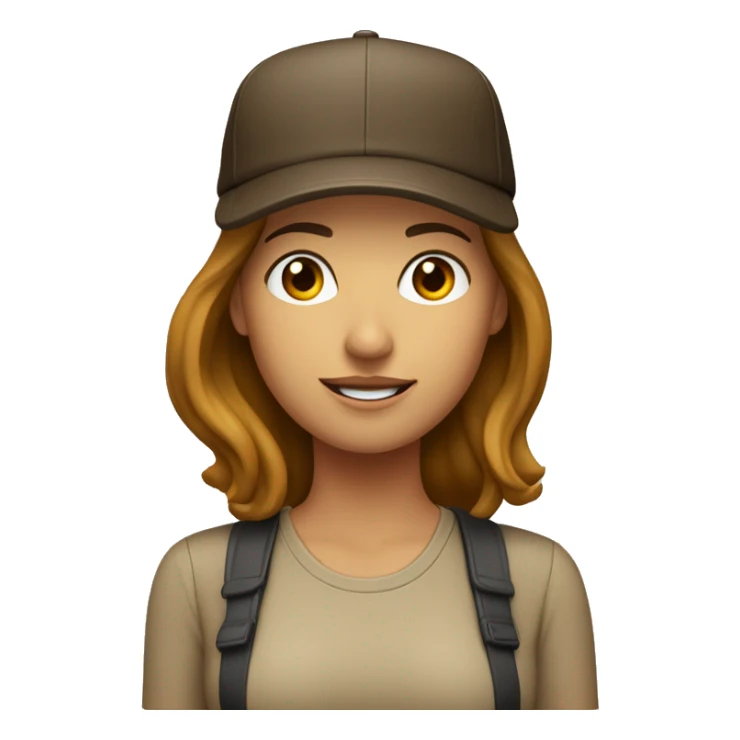 MUJER TEST BLANCA Y PELO CASTAÑO CON UNA GORRA sticker