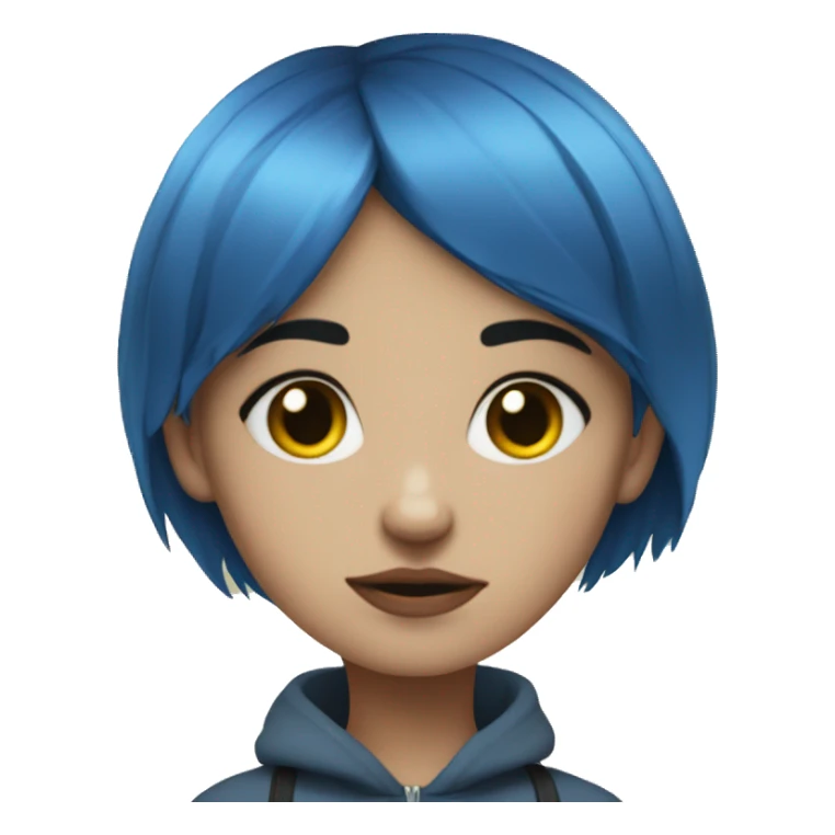 puk gohic girl with short blue hair sticker