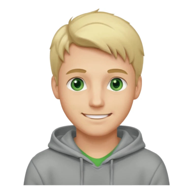 Handsome blond guy with green eyes and grey hoodie sticker