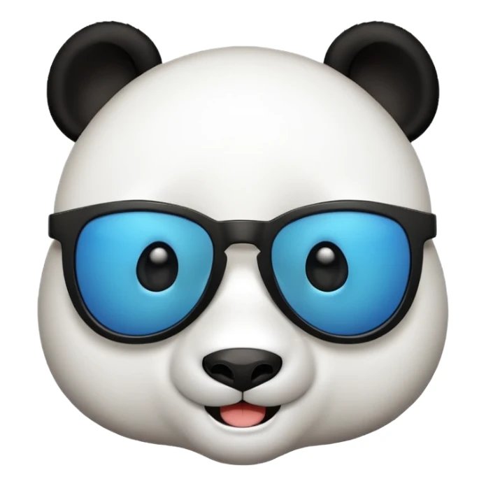 cute panda emoji with a cool expression, flat digital style, isolated on white background, emoji icon style sticker