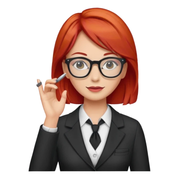 tailor woman with red hair and glasses sticker