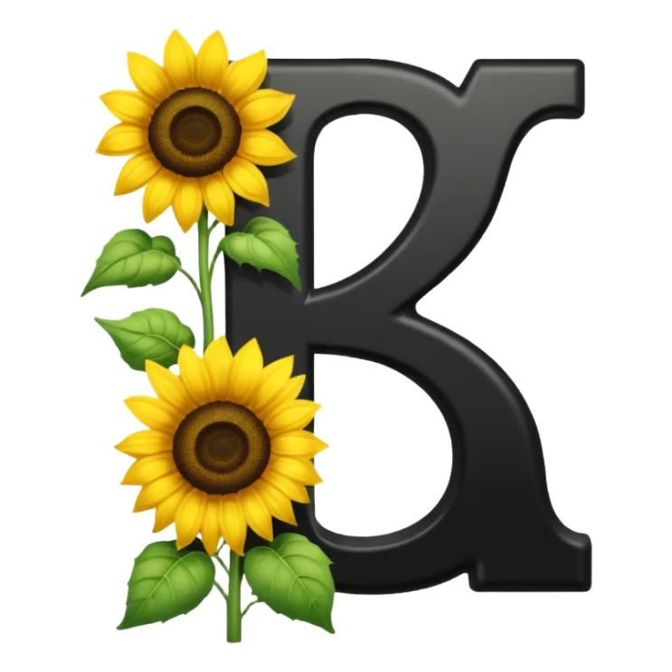Black capital letter Y with sunflowers sticker