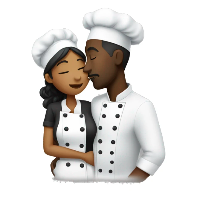 Black chef man kissing black chef woman  sticker