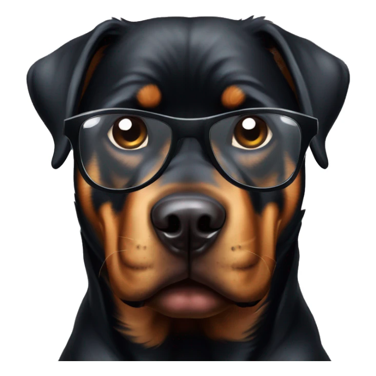 un perro rottweiler con lentes sticker