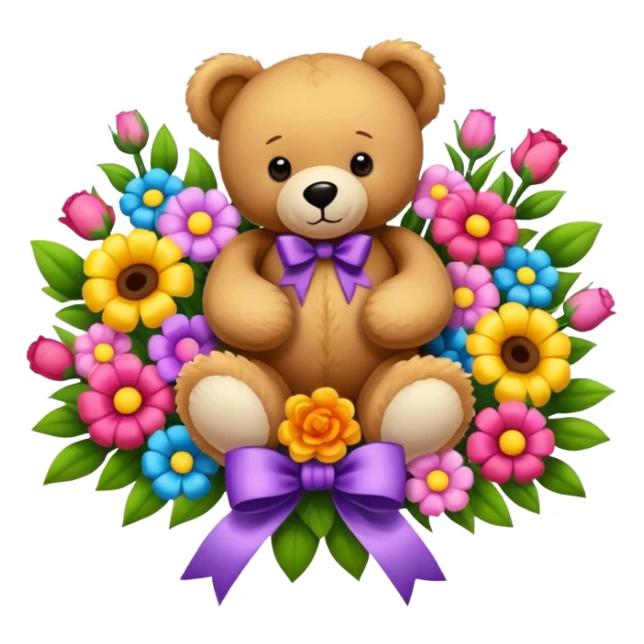 giant bouquet of flowers and teddy bears and bows sticker