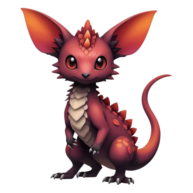 Gothic reddish Dark bright warm-gradient edgy exotic painted Fakémon-Pokémon-Trico-Vernid-creature sticker