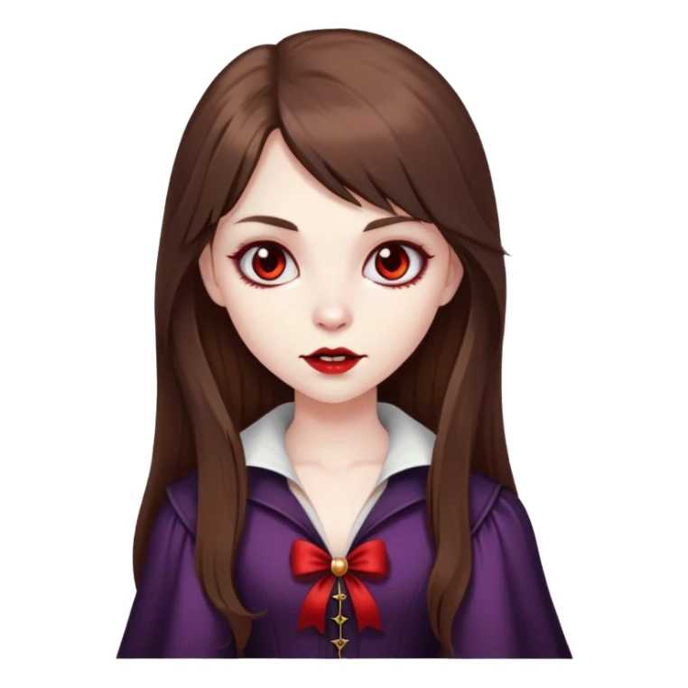 vampire girl with long brown hair with side bangs  sticker