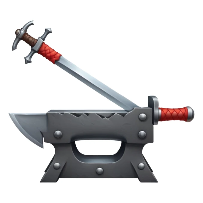 red-hot sword being forged on anvil with hammer sticker