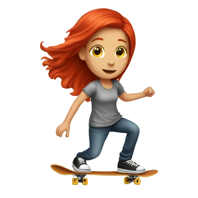 A red hair girl do skateboarding  sticker
