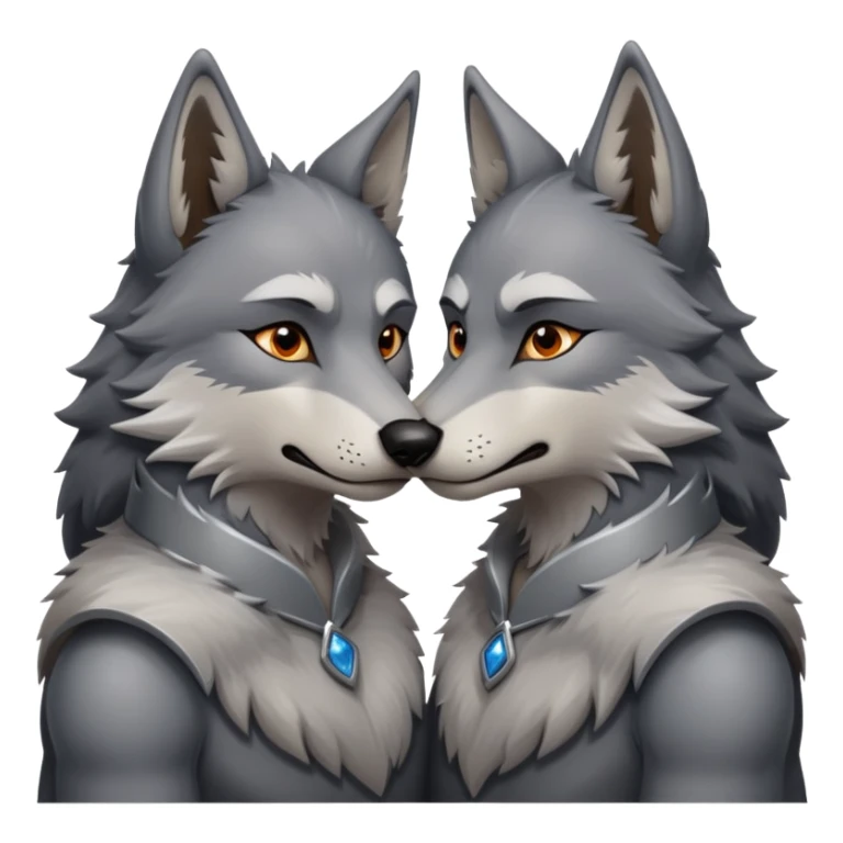 anthropomorphic male wolfs kissing  sticker
