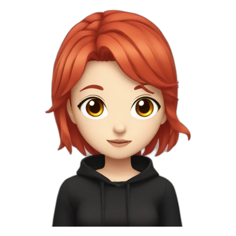 anime girl with red hair and black clothes sticker