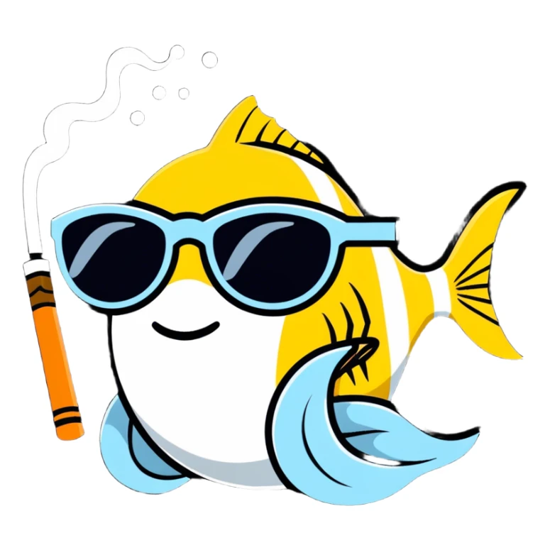 Fish smoking a blunt with sunglasses  sticker