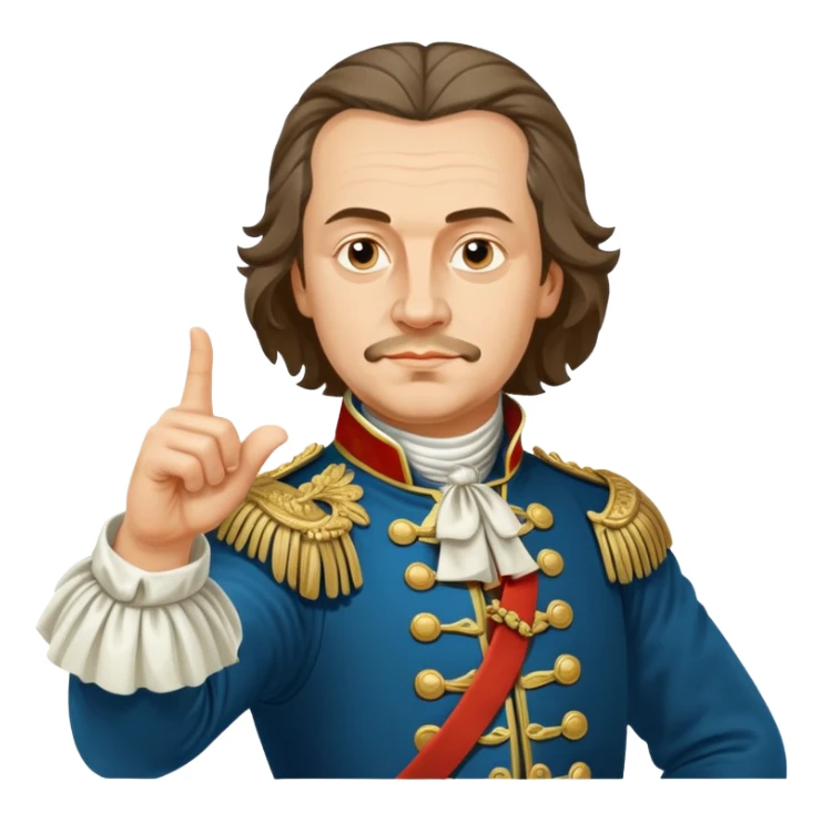 Peter the Great, Russian emperor, pointing to the right with his arm extended sticker