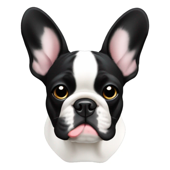 French bulldog black and white, muzzle black with a white stripe in the middle sticker