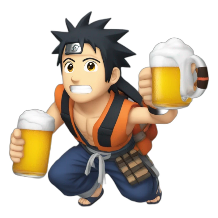 Naruto vivant une bière qui boit une bière sticker