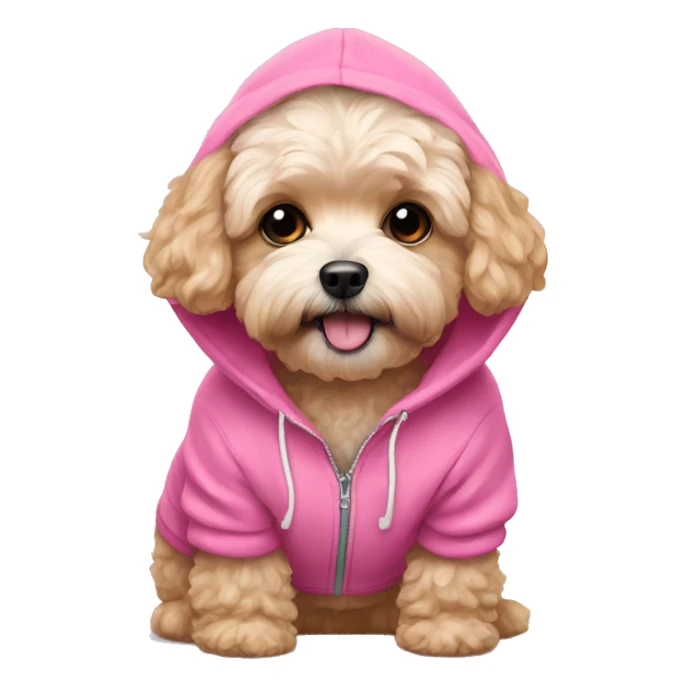 A maltipoo in a pink hoodie sticker