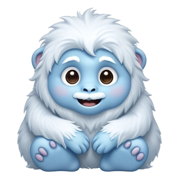 Cinematic Cute Yeti Portrait Emoji, with a charming, small, fluffy form in soft snowy whites and cool blues, featuring big, innocent eyes and a shy, gentle smile, simplified yet irresistibly endearing, highly detailed with a soft glowing outline that captures the whimsical charm of a friendly yeti ready for a cuddle! sticker
