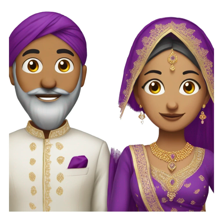 purple theme full head to toe sikh couple getting married sticker