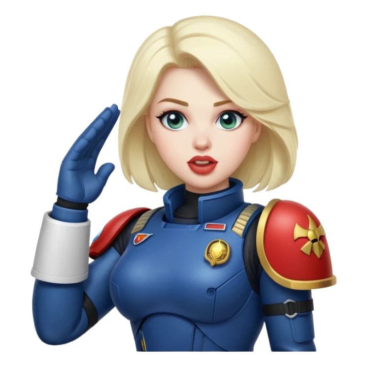 woman space marine salutes tongue out sticker