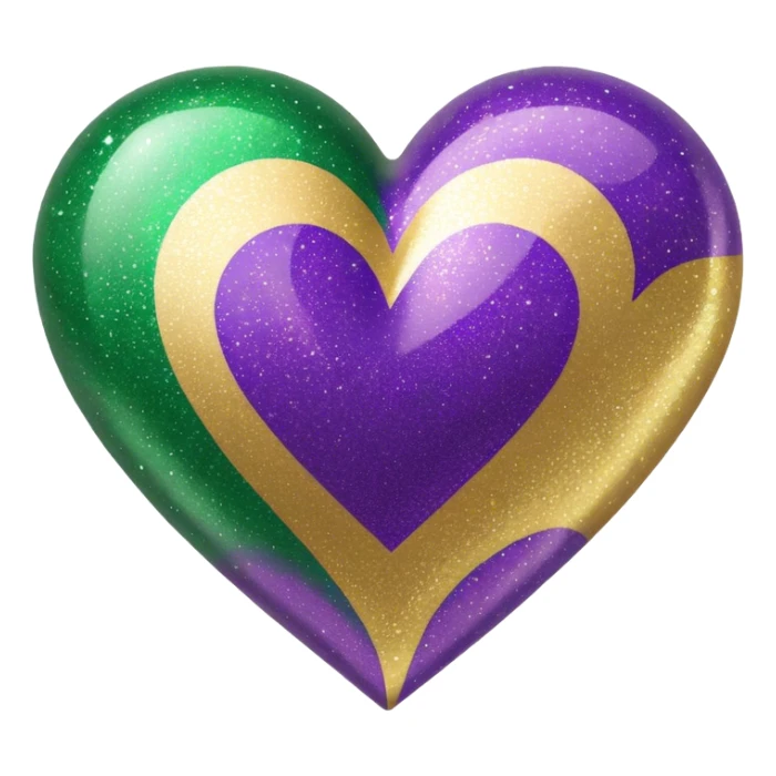 Gold, purple and green glitter ombré Mardi Gras heart sticker