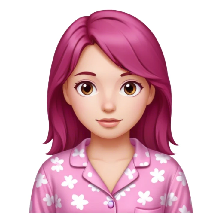A beautiful, burgundy haired girl wearing pink pajamas sticker