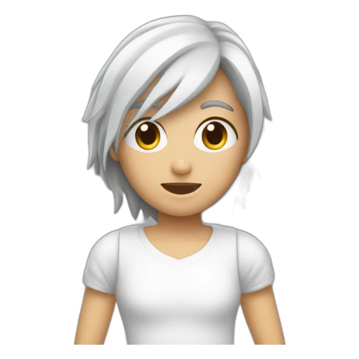 Chat blanc et gris avec une blessure sur la joue droite sticker