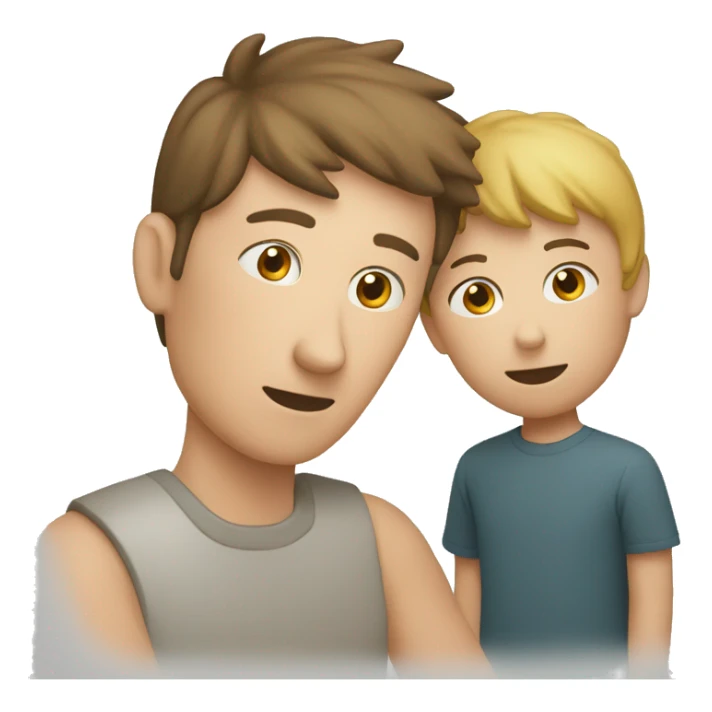 parent watching after son white skin cicrle icon sticker