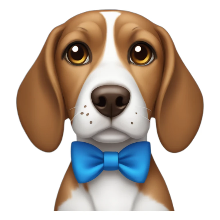 Brown and white Beagle dog with blue bowtie sticker