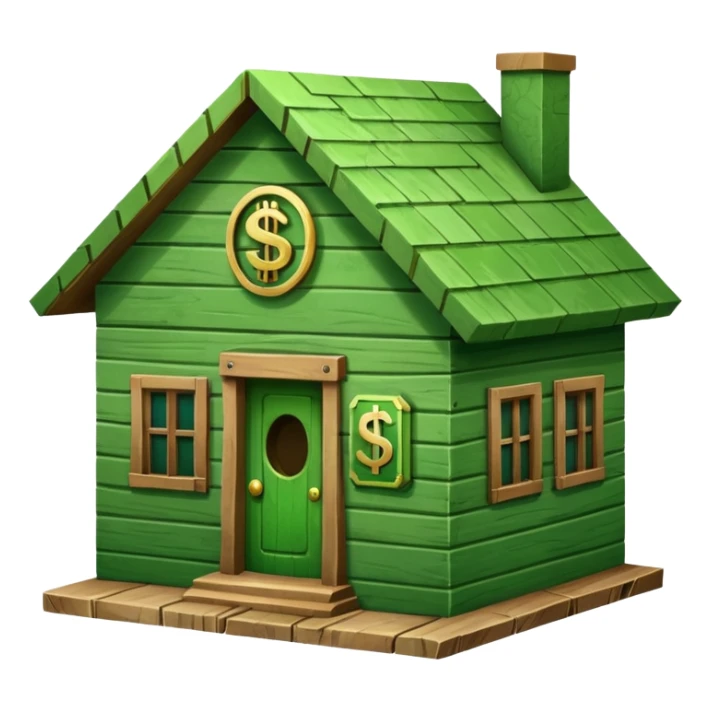 a house with a dollar sign in the middle sticker