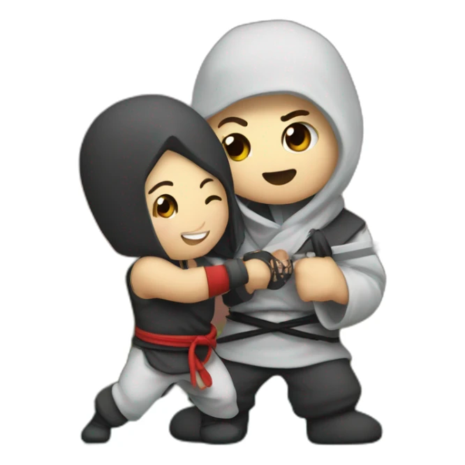 Un ninja avec un bisou sur se jue sticker